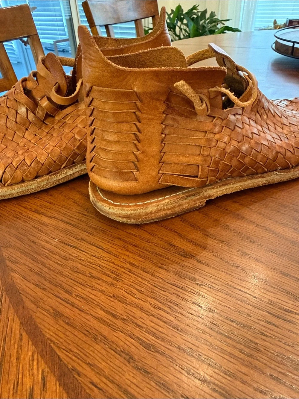 Free People Woven Leather Chukka Boots in Tan Brown
